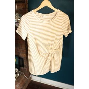 Andree by Unit womens size small yellow striped short sleeve shirt